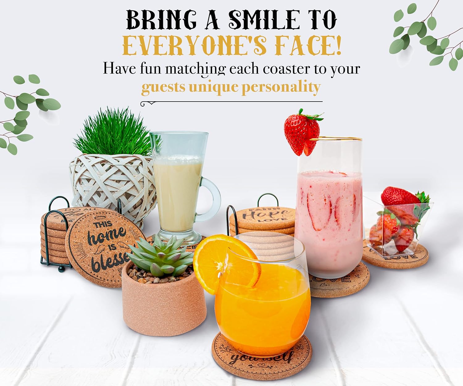 Cork Coasters for Drinks Absorbent with Holder, Cup Coasters, Large Round Outdoor Cup Coasters, Wooden Table Protection, Coffee, Cups and Mugs Cool Drink Coaster -Set of 8 Cork Coasters for Drinks Absorbent with Holder, Cup Coasters, Large Round Outdoor Cup Coasters, Wooden Table Protection, Coffee, Cups and Mugs Cool Drink Coaster -Set of 8
